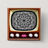 50er TV Living Black and White Button (Vorderseite)