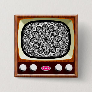 50er TV Living Black and White Button