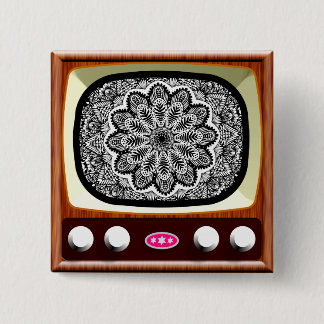50er TV Living Black and White Button