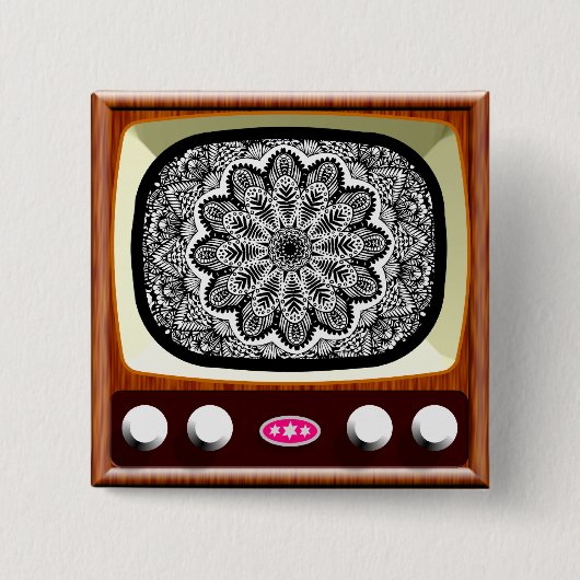 50er TV Living Black and White Button (Vorderseite)