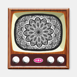 50er TV Living Black and White Magnet