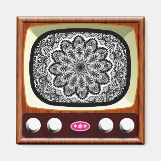50er TV Living Black and White Magnet