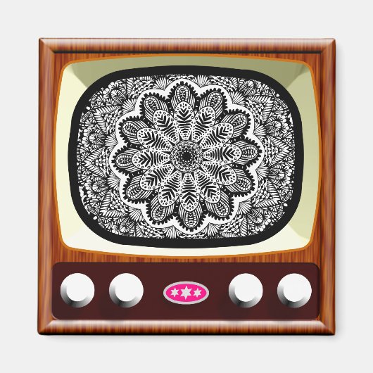50er TV Living Black and White Magnet (Vorne)