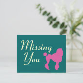 50er Vintag Pink Felt Poodle Postkarte (Stehend Vorderseite)