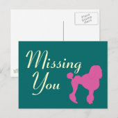 50er Vintag Pink Felt Poodle Postkarte (Vorne/Hinten)