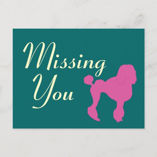 50er Vintag Pink Felt Poodle Postkarte (Vorderseite)