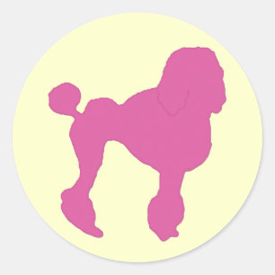 50er Vintag Pink Felt Poodle Runder Aufkleber