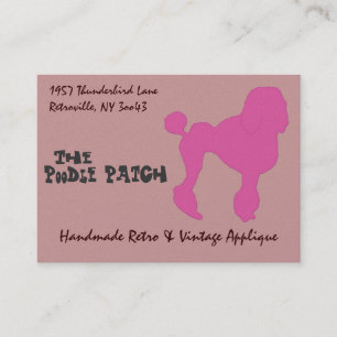 50er Vintag Pink Felt Poodle Visitenkarte