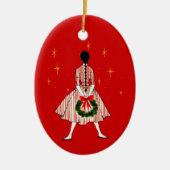 50er Vintage Christmas Girl Oval Keramik Ornament (Vorne)