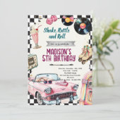 50s retro birthday party invitation einladung (Stehend Vorderseite)