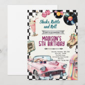50s retro birthday party invitation einladung (Vorne/Hinten)