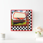 50s Retro Diner Blank Sign Quadratische Wanduhr (Zuhause)