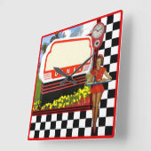 50s Retro Diner Blank Sign Quadratische Wanduhr (Winkel)
