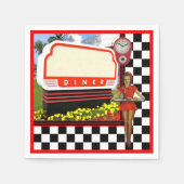 50s Retro Diner Blank Sign Serviette (Vorderseite)