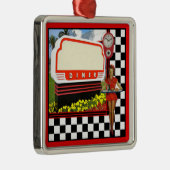 50s Retro Diner Blank Sign Silbernes Ornament (Rechts)