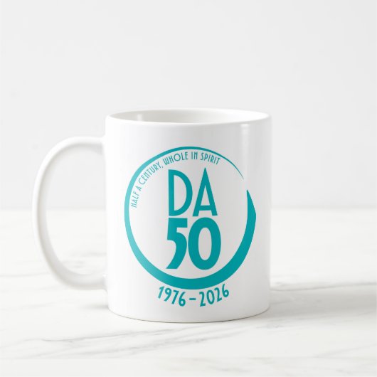 50th Anniversary 1976-2026 Mug in Teal Kaffeetasse (Links)