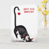 50th Anniversary Cat With Red Heart Karte (Gelbe Blume)