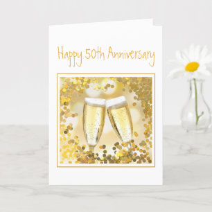 50th Anniversary Champagne Flutes Add Custom Photo Karte