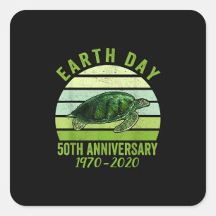 50th Anniversary Earth Day 2020 Sea Turtle Women Quadratischer Aufkleber
