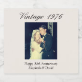 50th Anniversary Gift Personalized Wedding Photo Schaumweinetikett (Einzelnes Label)