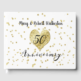 50th Anniversary Gold Confetti Wedding Guestbook Gästebuch
