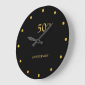 50TH Anniversary & Golden Dots on Black Große Wanduhr (Winkel)