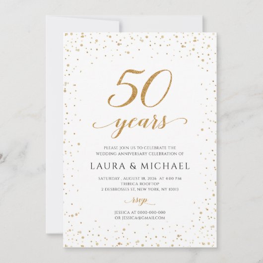 50th Anniversary Invitation, Gold Wedding Invites Einladung (Vorderseite)