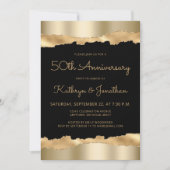 50th Anniversary Party Black Gold Torn Foil  Einladung (Vorderseite)