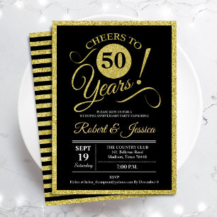 50th Anniversary Party - Gold Black Einladung