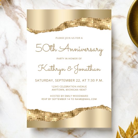50th Anniversary Party Gold Mirror Foil  Einladung