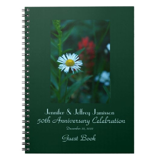 50th Anniversary Party Guest Book, White Daisy Notizblock (Vorderseite)