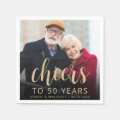 50th Anniversary Party Photo Cheers Gold Script Serviette (Vorderseite)
