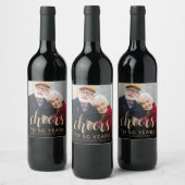 50th Anniversary Party Photo Cheers Gold Script Weinetikett (Flaschen)