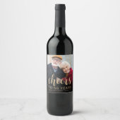 50th Anniversary Party Photo Cheers Gold Script Weinetikett (Vorderseite)