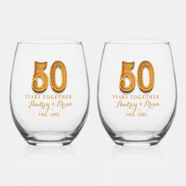 50th Anniversary Personalized Weinglas Ohne Stiel
