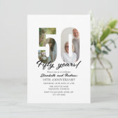 50th Anniversary with Photo Minimalist Einladung (Stehend Vorderseite)