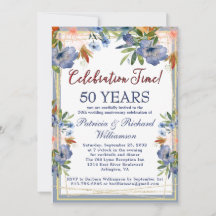 50th (Any Year) Chic Floral Wedding Anniversary 