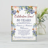 50th (Any Year) Chic Floral Wedding Anniversary  Einladung (Stehend Vorderseite)