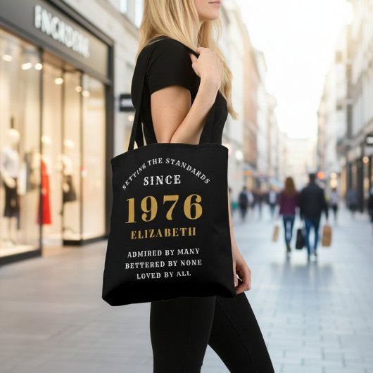 50th Birthday 1976 Black Gold For Her Personalized Tasche