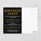 50th Birthday 1976 Black Gold Legend Invitation Postkarte (Rückseite)