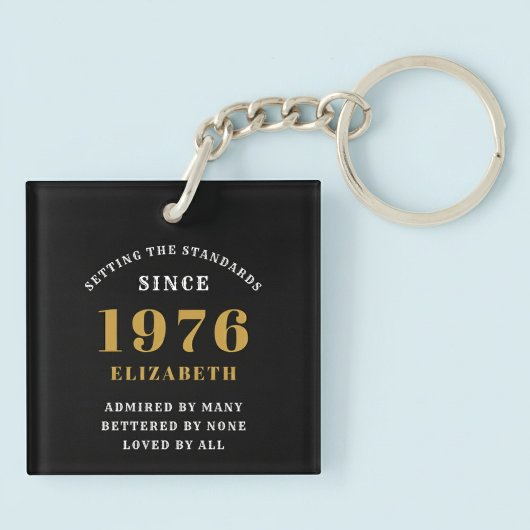 50th Birthday 1976 Black Gold Personalized Schlüsselanhänger
