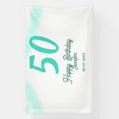 50th birthday add name date year green pastel bold banner (Vertikal)