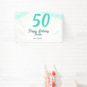 50th birthday add name date year green pastel bold banner (InSitu)