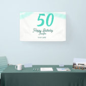 50th birthday add name date year green pastel bold banner (Messe)