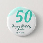 50th birthday add name date year green pastel bold button (Vorderseite)