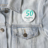 50th birthday add name date year green pastel bold button (Beispiel)