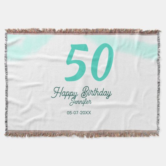50th birthday add name date year green pastel bold decke (Vorderseite)