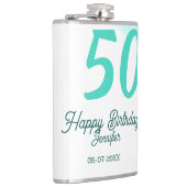 50th birthday add name date year green pastel bold flachmann (Rechts)
