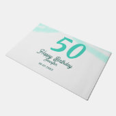 50th birthday add name date year green pastel bold fußmatte (Schrägansicht)