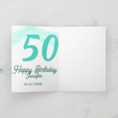 50th birthday add name date year green pastel bold karte (Innenseite)